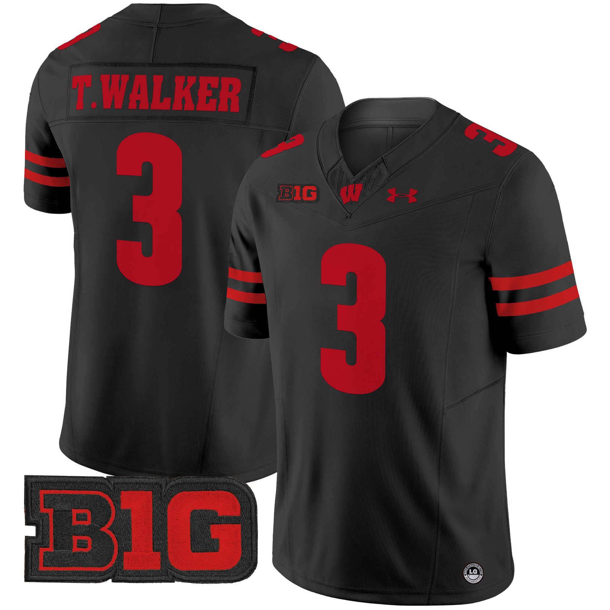 Men Wisconsin Badgers #3 T.Walker Black 2024 Vapor Limited NCAA Jersey style 1->ncaa teams->NCAA Jersey